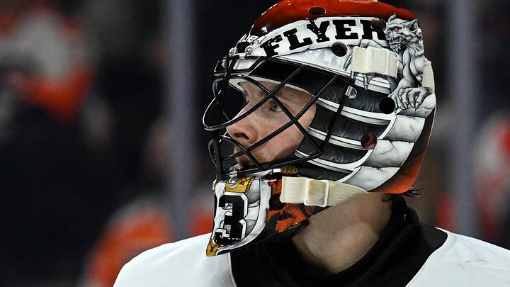 Jan 10, 2026; Philadelphia, Pennsylvania, USA; Philadelphia Flyers goaltender Samuel Ersson (33) against the Tampa Bay Lightning during the second period at Xfinity Mobile Arena. Mandatory Credit: Eric Hartline-Imagn Images Jan 10, 2026; Philadelphia, Pennsylvania, USA; Philadelphia Flyers goaltender Samuel Ersson (33) against the Tampa Bay Lightning during the second period at Xfinity Mobile Arena. Mandatory Credit: Eric Hartline-Imagn Images
