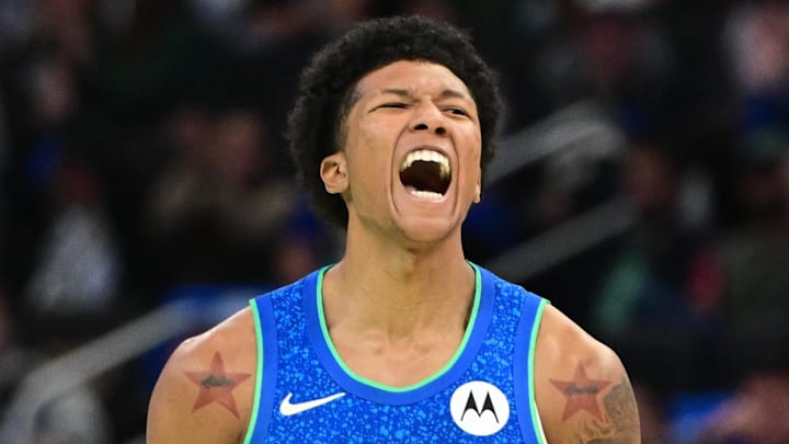 Milwaukee Bucks guard MarJon Beauchamp reacts after scoring a basket in the fourth quarter against the New York Knicks at Fiserv Forum on November 3, 2023.