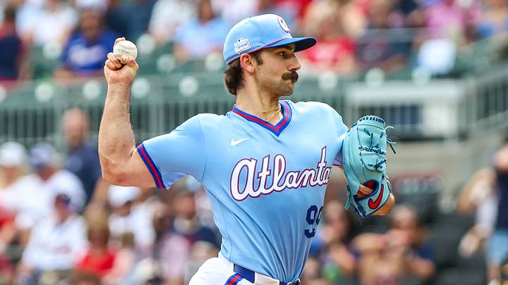 Jun 6, 2026; Cumberland, Georgia, USA; Atlanta Braves pitcher Spencer Strider (99) pitches the ball against the Pittsburgh Pirates during the first inning at Truist Park. Mandatory Credit: Jordan Godfree-Imagn Images