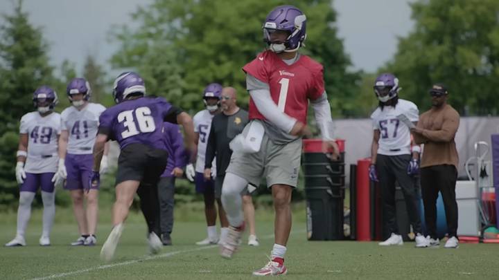 Kyler Murray at the Vikings' first OTA session on Tuesday Kyler Murray at the Vikings' first OTA session on Tuesday