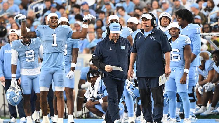 Nov 22, 2025; Chapel Hill, North Carolina, USA; North Carolina Tar Heels head coach Bill Belichick watches play during the first half at Kenan Stadium. Mandatory Credit: William Howard-Imagn Images
