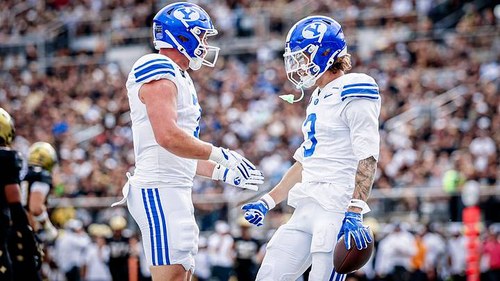 BYU wide receiver Kyler Kasper scores a touchdown against UCF BYU wide receiver Kyler Kasper scores a touchdown against UCF
