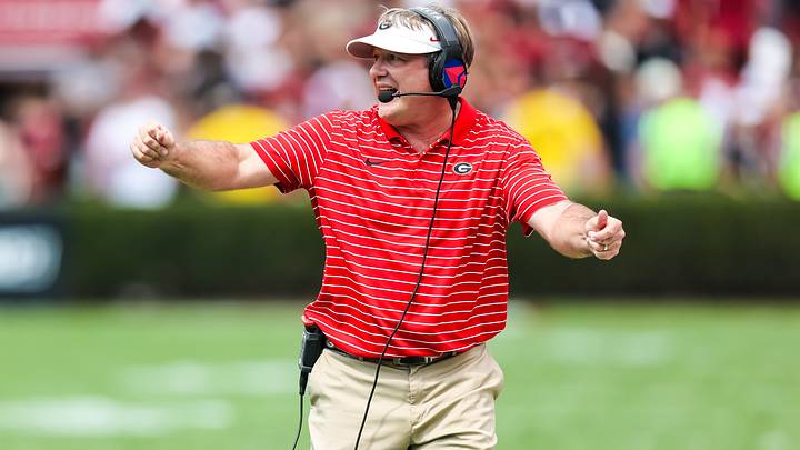 Sep 17, 2022; Columbia, South Carolina, USA; Georgia Bulldogs head coach Kirby Smart directs his team against the South Carolina Gamecocks in the second quarter at Williams-Brice Stadium. Mandatory Credit: Jeff Blake-USA TODAY Sports