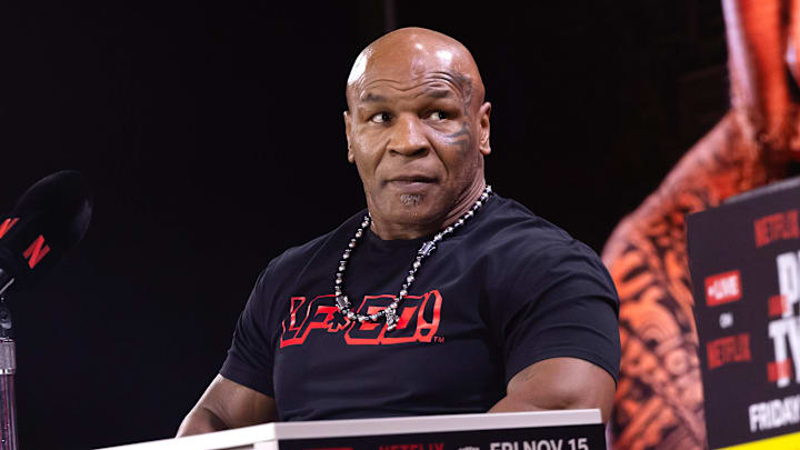 Mike Tyson vs Jake Paul press conference during Fanatics Fest in New York City on August 19, 2024. Mike Tyson vs Jake Paul press conference during Fanatics Fest in New York City on August 19, 2024.