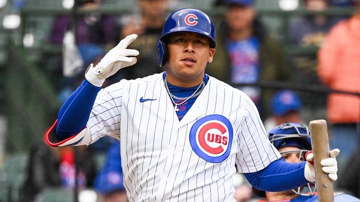 Apr 19, 2026; Chicago, Illinois, USA; Chicago Cubs catcher Moisés Ballesteros (25) at bat during the second inning against the New York Mets at Wrigley Field. Mandatory Credit: Matt Marton-Imagn Images Apr 19, 2026; Chicago, Illinois, USA; Chicago Cubs catcher Moisés Ballesteros (25) at bat during the second inning against the New York Mets at Wrigley Field. Mandatory Credit: Matt Marton-Imagn Images