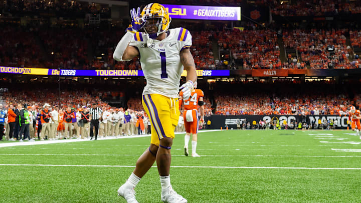 Ja'Marr Chase scores a touchdown as The LSU Tigers take on The Clemson Tigers in the 2020 College Football Playoff National Championship.  Monday, Jan. 13, 2020.

Cfp Monday Half1 7992