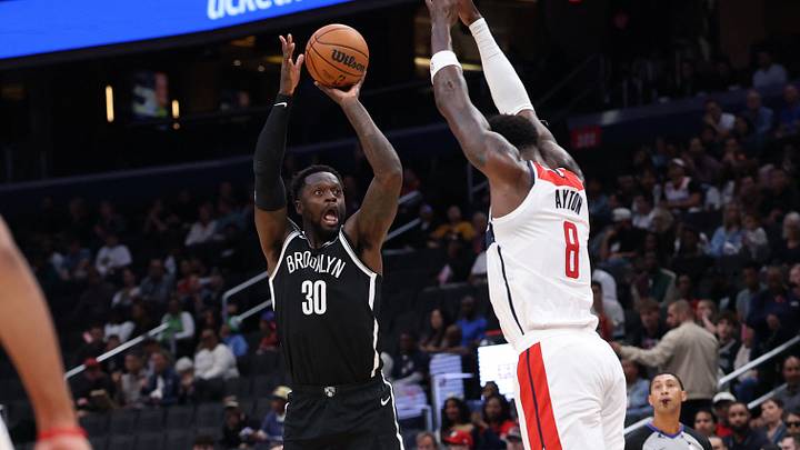 Oct 12, 2026; Washington, District of Columbia, USA; Brooklyn Nets forward Julius Randle (30) shoots the ball as Washington Wizards center Deandre Ayton (8) defends in the first half at Capital One Arena. Mandatory Credit: Geoff Burke-Imagn Images Oct 12, 2026; Washington, District of Columbia, USA; Brooklyn Nets forward Julius Randle (30) shoots the ball as Washington Wizards center Deandre Ayton (8) defends in the first half at Capital One Arena. Mandatory Credit: Geoff Burke-Imagn Images