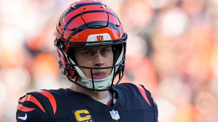 Cincinnati Bengals quarterback Joe Burrow (9) paces between plays in the second quarter of the NFL Week 18 game between the Cincinnati Bengals and the Cleveland Browns at Paycor Stadium in Downtown Cincinnati on Sunday, Jan. 4, 2026.