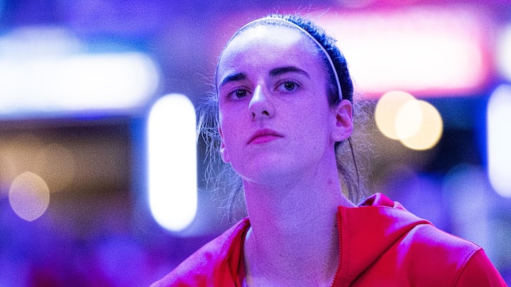 May 17, 2025; Indianapolis, Indiana, USA; Indiana Fever guard Caitlin Clark (22) before the game against the Chicago Sky at Gainbridge Fieldhouse. Mandatory Credit: Trevor Ruszkowski-Imagn Images May 17, 2025; Indianapolis, Indiana, USA; Indiana Fever guard Caitlin Clark (22) before the game against the Chicago Sky at Gainbridge Fieldhouse. Mandatory Credit: Trevor Ruszkowski-Imagn Images