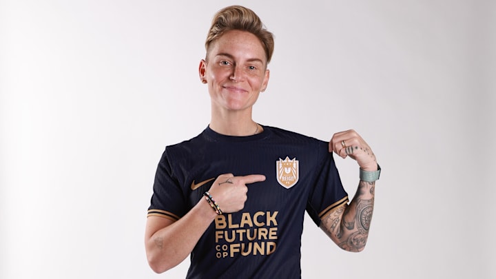 Jan 28, 2024; Newport Beach, California, USA; Seattle Reign FC midfielder Jess Fishlock (10) poses