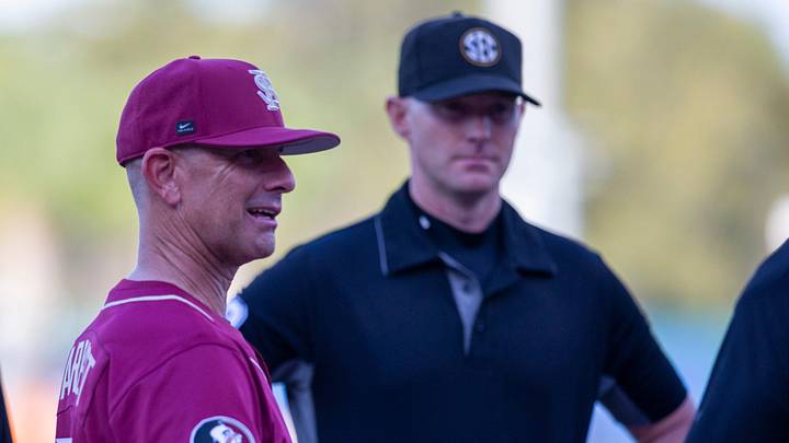 FloridaÕs Kevin OÕ Sullivan and FSUÕs Link Jarrett meet before the start of the game, March 10, 2026, at Condron Family Ballpark in Gainesville, Florida. [Cyndi Chambers/ Gainesville Sun] 2026