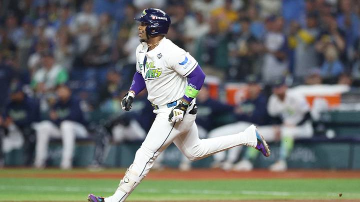 Yandy Diaz hit a long double in Game 3. Yandy Diaz hit a long double in Game 3.