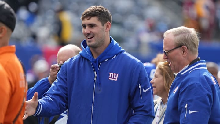 East Rutherford, NJ     October 22, 2023 -- Giants quarterback, Daniel Jones and owner John Mara on