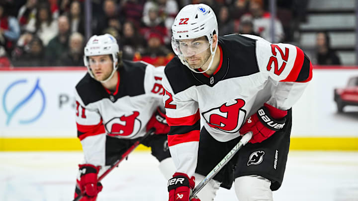 New Jersey Devils defenseman Brett Pesce (22): David Kirouac-Imagn Images New Jersey Devils defenseman Brett Pesce (22): David Kirouac-Imagn Images