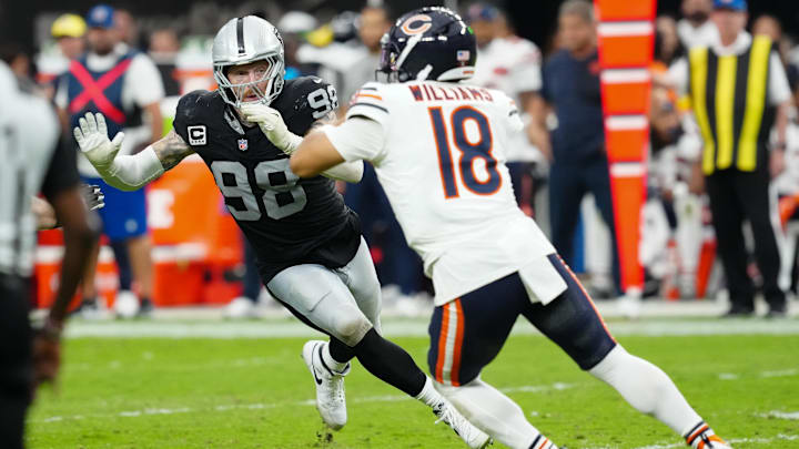 Maxx Crosby closes in on Caleb Williams. Crosby could cost more than Micah Parsons to acquire in a trade said Fox's Jay Glazer.