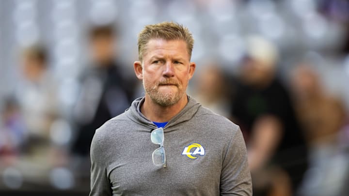 Nov 26, 2023; Glendale, Arizona, USA; Los Angeles Rams general manager Les Snead against the Arizona Cardinals at State Farm Stadium. Mandatory Credit: Mark J. Rebilas-USA TODAY Sports