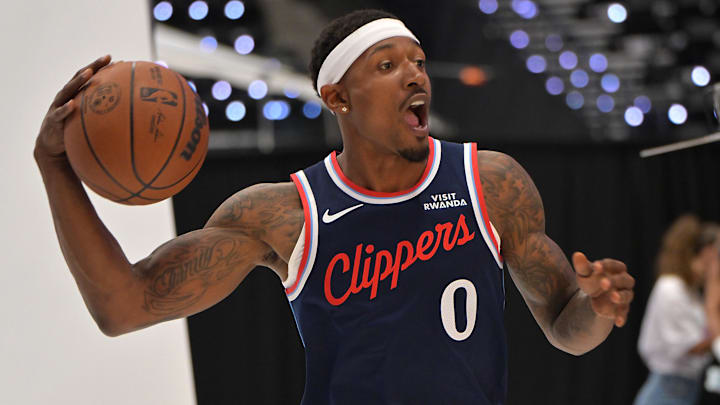 Sep 29, 2025; Inglewood, CA, USA; Los Angeles Clippers guard Bradley Beal (0) photographed during media day at Intuit Dome. Mandatory Credit: Jayne Kamin-Oncea-Imagn Images