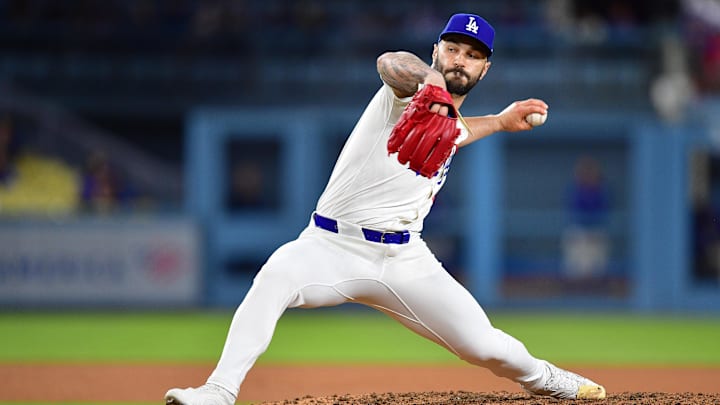 Jul 21, 2025; Los Angeles, California, USA; Los Angeles Dodgers pitcher Tanner Scott (66) throws against the Minnesota Twins during the eighth inning at Dodger Stadium. Mandatory Credit: Gary A. Vasquez-Imagn Images Jul 21, 2025; Los Angeles, California, USA; Los Angeles Dodgers pitcher Tanner Scott (66) throws against the Minnesota Twins during the eighth inning at Dodger Stadium. Mandatory Credit: Gary A. Vasquez-Imagn Images
