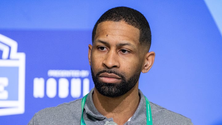 Feb 28, 2023; Indianapolis, IN, USA; Cleveland Browns general manager Andrew Berry speaks to the press at the NFL Combine at Lucas Oil Stadium. Mandatory Credit: Trevor Ruszkowski-Imagn Images Feb 28, 2023; Indianapolis, IN, USA; Cleveland Browns general manager Andrew Berry speaks to the press at the NFL Combine at Lucas Oil Stadium. Mandatory Credit: Trevor Ruszkowski-Imagn Images