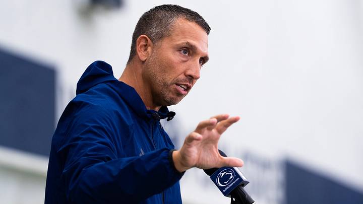 Penn State Nittany Lions football coach Matt Campbell answers a question during a press conference at Holuba Hall. Penn State Nittany Lions football coach Matt Campbell answers a question during a press conference at Holuba Hall.