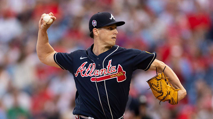 Sep 11, 2023; Philadelphia, Pennsylvania, USA; Atlanta Braves starting pitcher Kyle Wright (30)