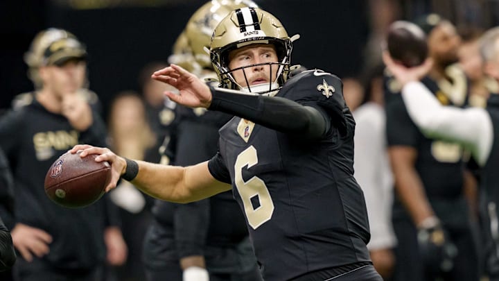 Dec 14, 2025; New Orleans, Louisiana, USA; New Orleans Saints quarterback Tyler Shough (6) throws a ball before the game against the Carolina Panthers at Caesars Superdome. Mandatory Credit: Matthew Hinton-Imagn Images Dec 14, 2025; New Orleans, Louisiana, USA; New Orleans Saints quarterback Tyler Shough (6) throws a ball before the game against the Carolina Panthers at Caesars Superdome. Mandatory Credit: Matthew Hinton-Imagn Images