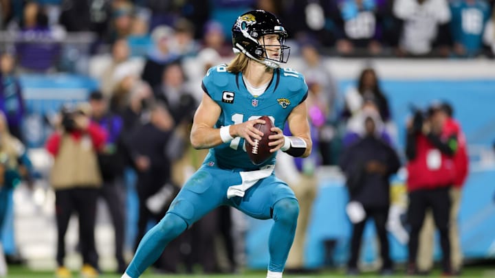Dec 17, 2023; Jacksonville, Florida, USA;  Jacksonville Jaguars quarterback Trevor Lawrence (16)