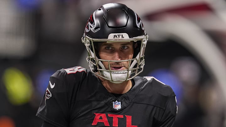 Jan 4, 2026; Atlanta, Georgia, USA; Atlanta Falcons quarterback Kirk Cousins (18) on the field before the game against the New Orleans Saints at Mercedes-Benz Stadium. Mandatory Credit: Dale Zanine-Imagn Images
