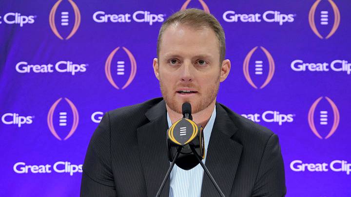 ESPN analyst Greg McElroy talks to the media ESPN analyst Greg McElroy talks to the media