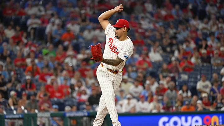 Sep 9, 2026; Philadelphia, Pennsylvania, USA; Philadelphia Phillies pitcher Jhoan Duran (59) throws a pitch during the ninth inning against the Houston Astros at Citizens Bank Park. Mandatory Credit: Eric Hartline-Imagn Images
