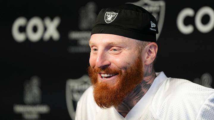 Las Vegas Raiders defensive end Maxx Crosby speaks during a news conference during organized team activities. Las Vegas Raiders defensive end Maxx Crosby speaks during a news conference during organized team activities.