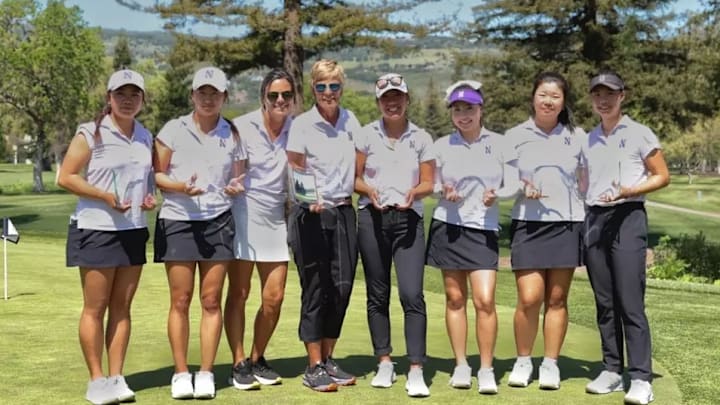Northwestern women's golf poses after winning Silverado Showdown.