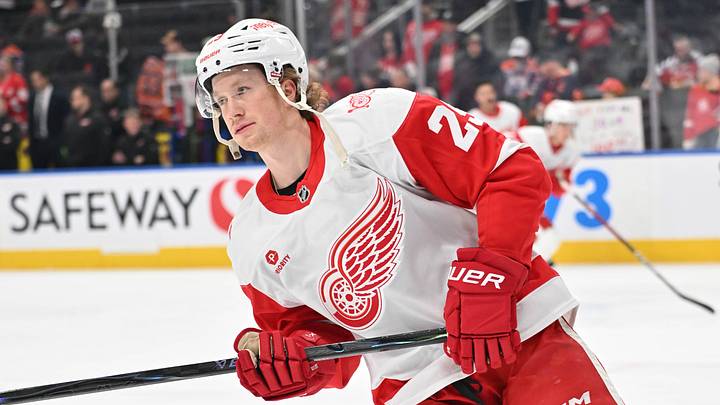 Dec 11, 2025; Edmonton, Alberta, CAN; Detroit Red Wings center Nate Danielson (29) is seen out on the ice during the pre game warm up as the Edmonton Oilers take on the Detroit Red Wings before the first period at Rogers Place. Mandatory Credit: Walter Tychnowicz-Imagn Images Dec 11, 2025; Edmonton, Alberta, CAN; Detroit Red Wings center Nate Danielson (29) is seen out on the ice during the pre game warm up as the Edmonton Oilers take on the Detroit Red Wings before the first period at Rogers Place. Mandatory Credit: Walter Tychnowicz-Imagn Images