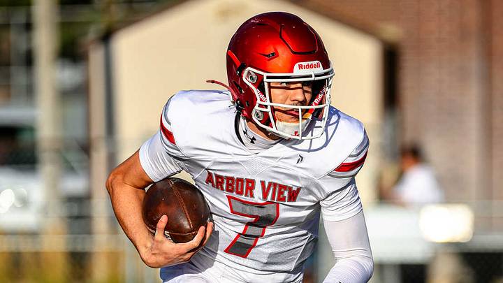 Arbor View's Thaddeus Thatcher threw for 367 yards and five touchdowns in a commanding win over Coronado. Arbor View's Thaddeus Thatcher threw for 367 yards and five touchdowns in a commanding win over Coronado.