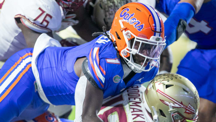 Florida Gators defensive end Princely Umanmielen (1).