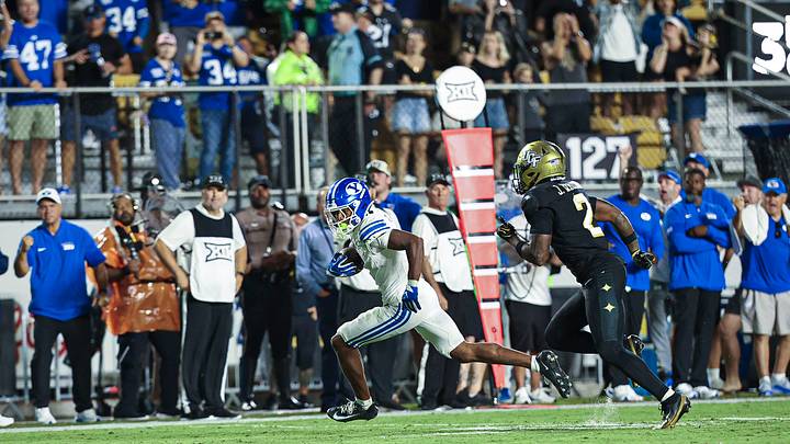 BYU wide receiver Legend Glasker scores a touchdown against UCF