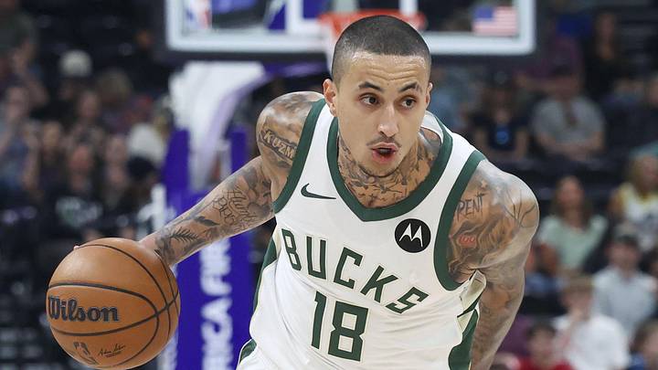 Mar 19, 2026; Salt Lake City, Utah, USA; Milwaukee Bucks forward Kyle Kuzma (18) dribbles the ball against the Utah Jazz during the first half at Delta Center. Mandatory Credit: Rob Gray-Imagn Images