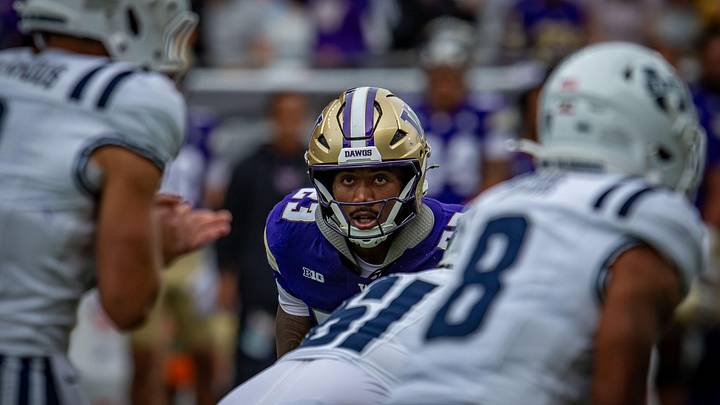 Linebacker Zaydrius Rainey-Sale stares down the Utah State quarterback. Linebacker Zaydrius Rainey-Sale stares down the Utah State quarterback.