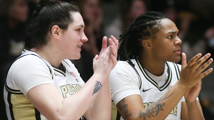 Purdue Boilermakers forward Lana McCarthy (35) and forward Kendall Puryear (22) Purdue Boilermakers forward Lana McCarthy (35) and forward Kendall Puryear (22)