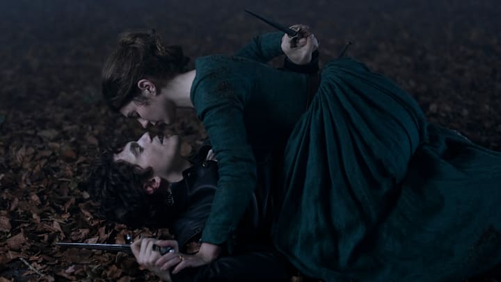 Emily Bader as Lady Jane Grey and Edward Bluemel as Guildford Dudley