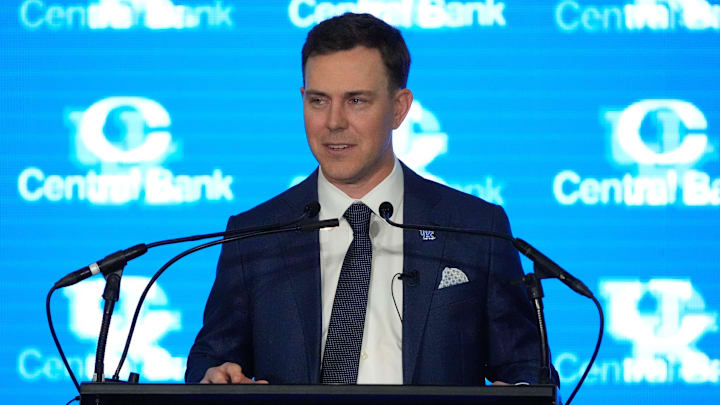 New Kentucky Wildcat head coach Will Stein makes remarks as he is introduced at Kentucky on Wednesday, December 3, 2025 New Kentucky Wildcat head coach Will Stein makes remarks as he is introduced at Kentucky on Wednesday, December 3, 2025