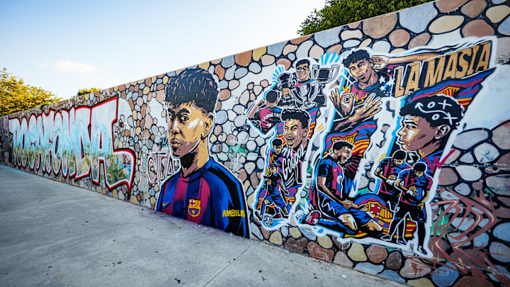 A mural for Lamine Yamal with his new shirt number was unveiled in his home town of Rocafonda, Catalonia.