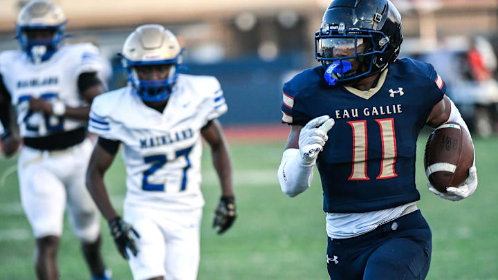 Xavier Lherisse of Eau Gallie runs the ball during the Kickoff Classic game against Mainland Friday, August 16, 2024.Craig Bailey/FLORIDA TODAY via USA TODAY NETWORK