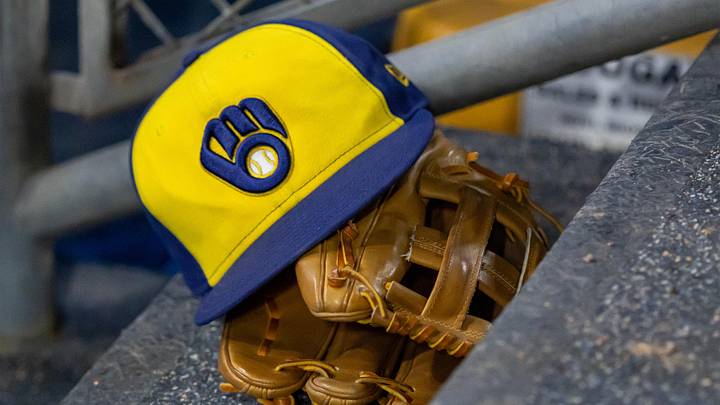 Apr 21, 2026; Detroit, Michigan, USA; A Milwaukee Brewers hat and glove in the dugout during the seventh inning against the Detroit Tigers at Comerica Park. Mandatory Credit: David Reginek-Imagn Images Apr 21, 2026; Detroit, Michigan, USA; A Milwaukee Brewers hat and glove in the dugout during the seventh inning against the Detroit Tigers at Comerica Park. Mandatory Credit: David Reginek-Imagn Images