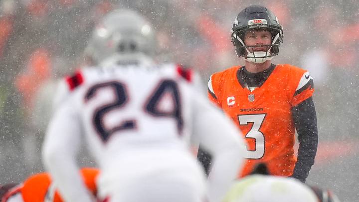 Jan 25, 2026; Denver, CO, USA; Denver Broncos place kicker Wil Lutz (3) prepares to kick a field goal against the New England Patriots during the second half in the 2026 AFC Championship Game at Empower Field at Mile High. Mandatory Credit: Ron Chenoy-Imagn Images Jan 25, 2026; Denver, CO, USA; Denver Broncos place kicker Wil Lutz (3) prepares to kick a field goal against the New England Patriots during the second half in the 2026 AFC Championship Game at Empower Field at Mile High. Mandatory Credit: Ron Chenoy-Imagn Images