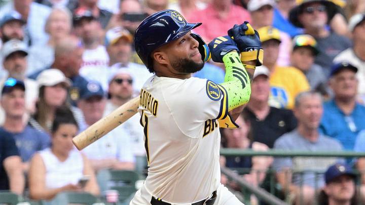 Jun 4, 2026; Milwaukee, Wisconsin, USA; Milwaukee Brewers left fielder Jackson Chourio (11) hits a two run home run in the fifth inning against the San Francisco Giants at American Family Field. Mandatory Credit: Benny Sieu-Imagn Images Jun 4, 2026; Milwaukee, Wisconsin, USA; Milwaukee Brewers left fielder Jackson Chourio (11) hits a two run home run in the fifth inning against the San Francisco Giants at American Family Field. Mandatory Credit: Benny Sieu-Imagn Images