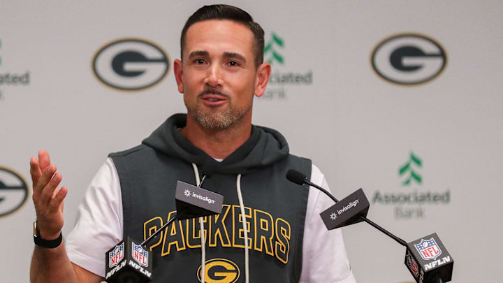 Green Bay Packers head coach Matt LaFleur speaks during a press conference on Friday, August 29, 2025, at Lambeau Field in Green Bay, Wis. The Packers made a trade with the Dallas Cowboys for superstar edge rusher Micah Parsons on Aug. 28.
Tork Mason/USA TODAY NETWORK-Wisconsin