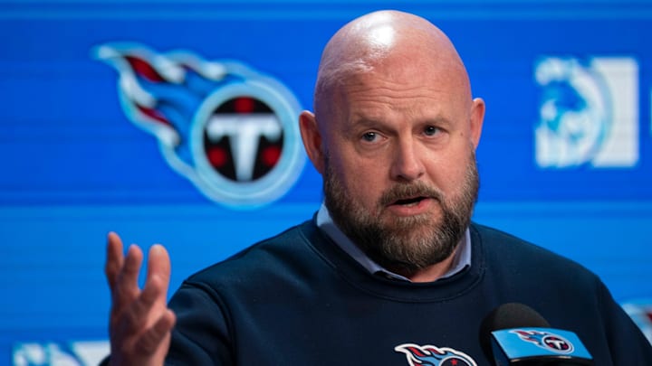 Tennessee Titans Offensive Coordinator Brian Daboll addresses the media during his first press conference at Ascension Saint Thomas Sports Park in Nashville, Tenn., Wednesday, Feb. 18, 2026.