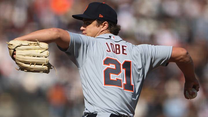 Detroit Tigers pitcher Jackson Jobe (21) pitches at Oracle Park. Detroit Tigers pitcher Jackson Jobe (21) pitches at Oracle Park.