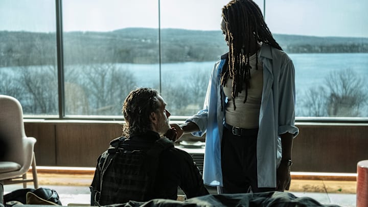 Andrew Lincoln as Rick Grimes, Danai Gurira as Michonne - The Walking Dead: The Ones Who Live _ Season 1, Episode 4 - Photo Credit: Gene Page/AMC